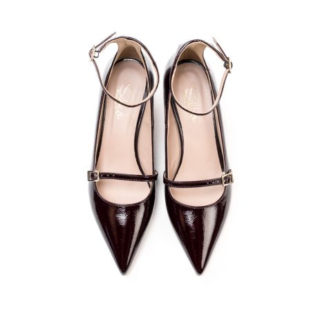 Ženske kožne plitke cipele Silko-Fiamma13 bordo na štiklu 5 16001 silko fiamma13 naplak bordeaux 3