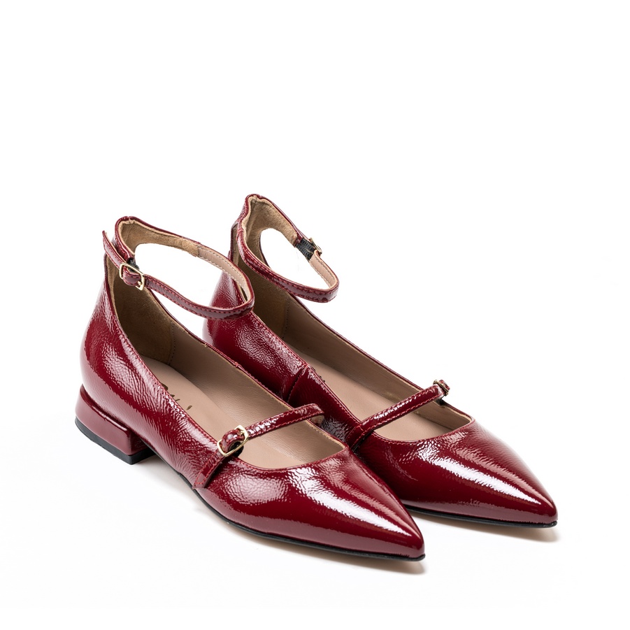 Ženske kožne plitke cipele Silko-Gaia01 crvene ravne 7 16002 silko gaia01 naplak rubino 2