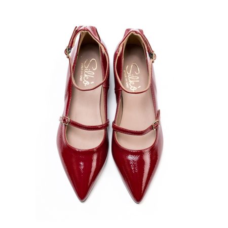 Ženske kožne plitke cipele Silko-Gaia01 crvene ravne 5 16002 silko gaia01 naplak rubino 3