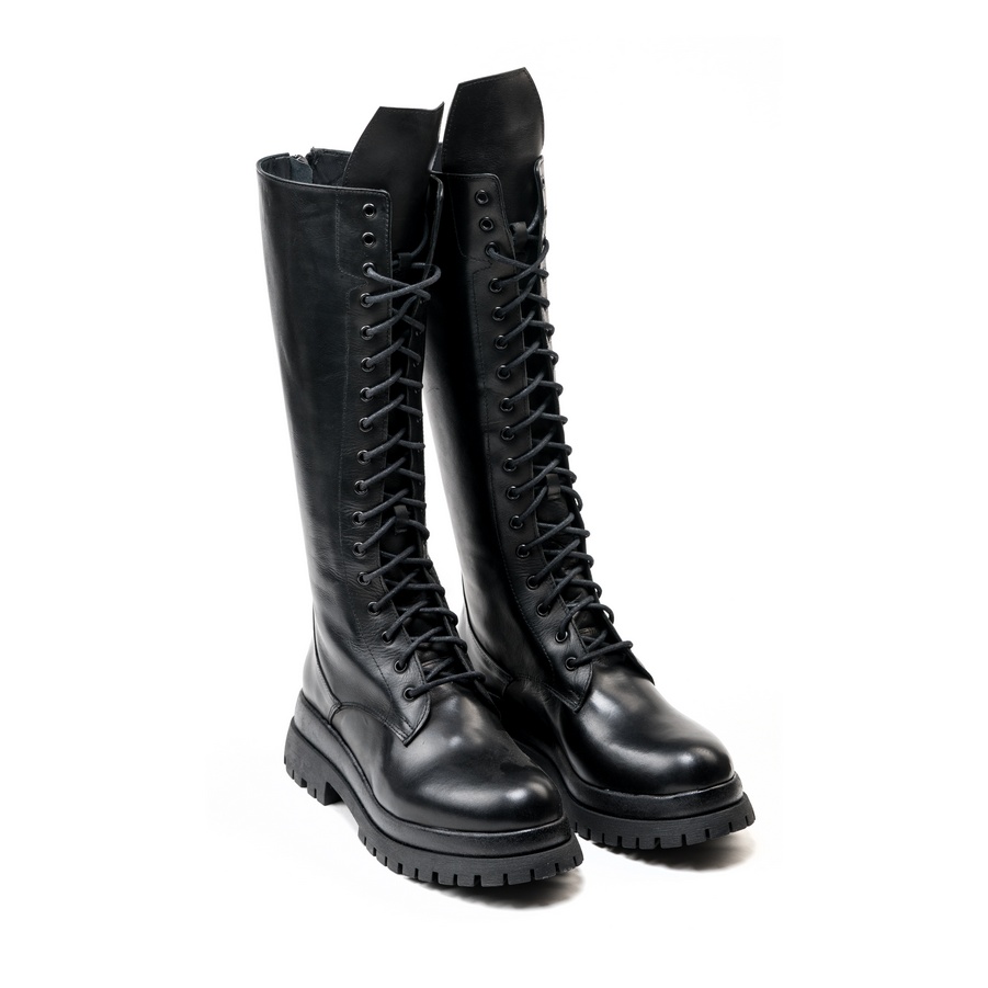 Ženske kožne duboke čizme Silko-K24 crne ravne 6 16013 silko k24 nero 2