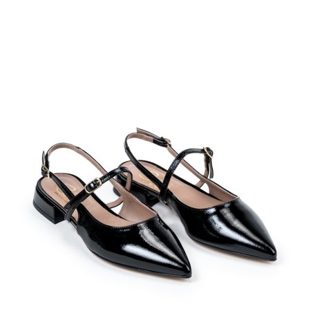 Ženske kožne sandale Silko-LIA11 crne ravne