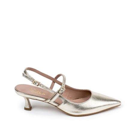 Alternative view of Ženske kožne sandale Silko-FIAMMA7 zlatne na štiklu