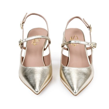 Ženske kožne sandale Silko-FIAMMA7 zlatne na štiklu - Kupite odmah na Creator.rs -