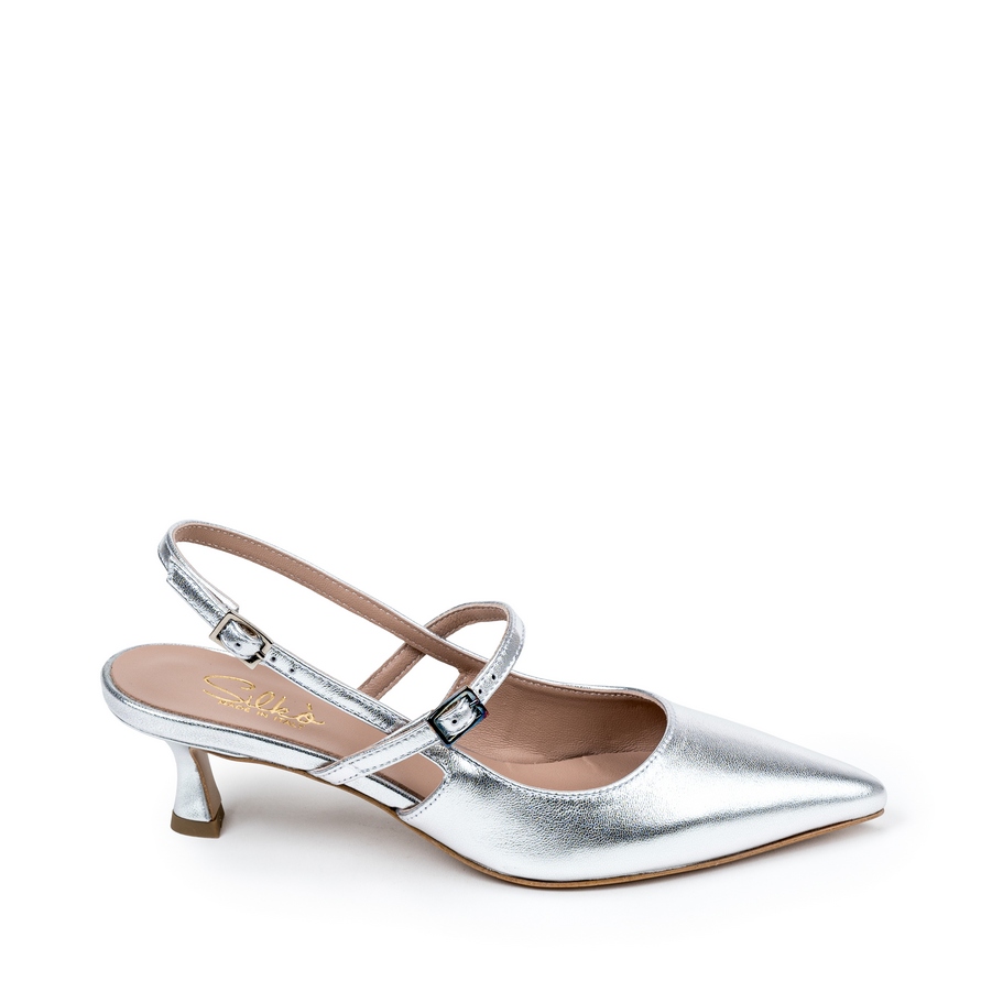 Ženske kožne sandale Silko-FIAMMA7 srebrne na štiklu - Kupite odmah na Creator.rs Ženske kožne sandale Silko-FIAMMA7 srebrne na štiklu - Slika 2