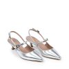 Ženske kožne sandale Silko-FIAMMA7 srebrne na štiklu