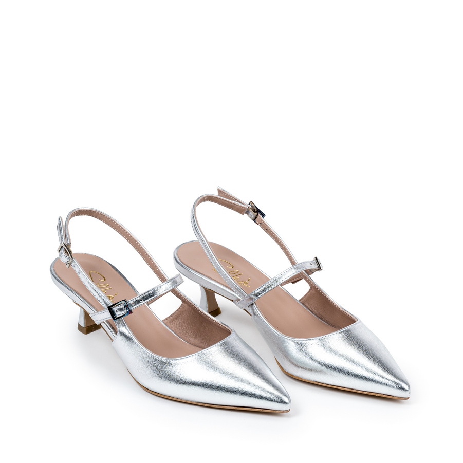 Ženske kožne sandale Silko-FIAMMA7 srebrne na štiklu - Kupite odmah na Creator.rs -