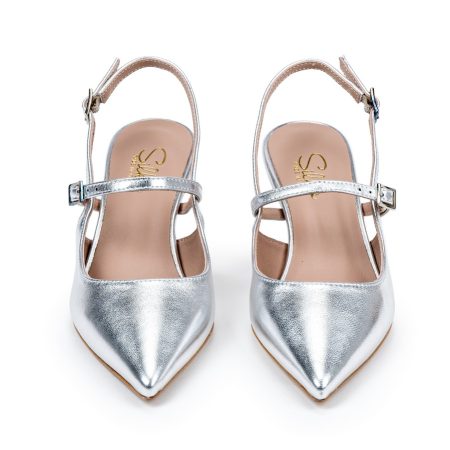Ženske kožne sandale Silko-FIAMMA7 srebrne na štiklu - Kupite odmah na Creator.rs -