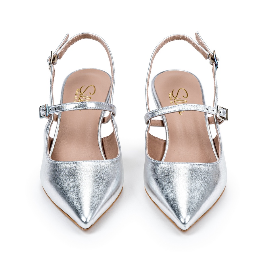 Ženske kožne sandale Silko-FIAMMA7 srebrne na štiklu - Kupite odmah na Creator.rs Ženske kožne sandale Silko-FIAMMA7 srebrne na štiklu - Slika 3