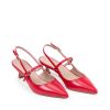 Ženske kožne sandale Silko-FIAMMA7 crvene na štiklu