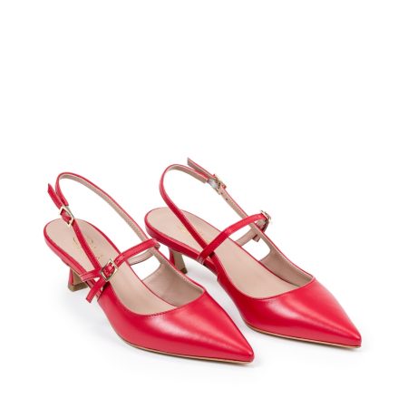 Ženske kožne sandale Silko-FIAMMA7 crvene na štiklu