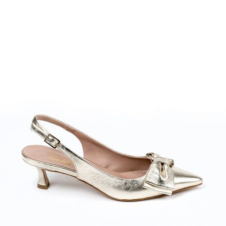 Alternative view of Ženske kožne sandale Silko-FIAMMA27 zlatne na štiklu