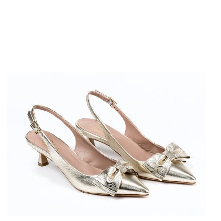 Ženske kožne sandale Silko-FIAMMA27 zlatne na štiklu