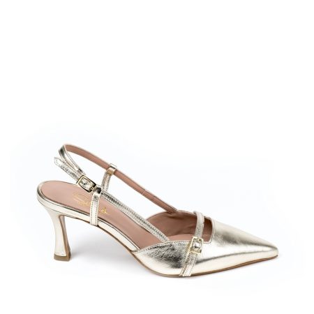 Alternative view of Ženske kožne sandale Silko-ESTER21 zlatne na štiklu