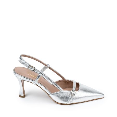 Alternative view of Ženske kožne sandale Silko-ESTER21 srebrne na štiklu