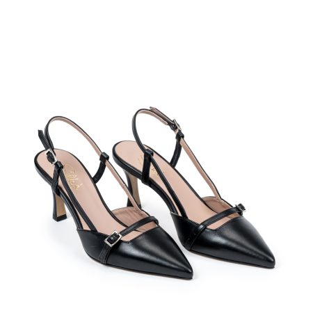 Ženske kožne sandale Silko-ESTER21 crne na štiklu