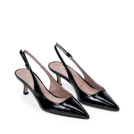 Ženske kožne sandale Silko-A197 crne na štiklu