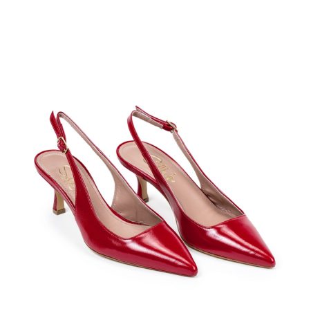 Ženske kožne sandale Silko-A197 crvene na štiklu