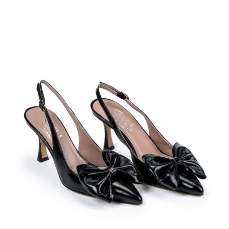 Ženske kožne sandale Silko-A195 crne na štiklu