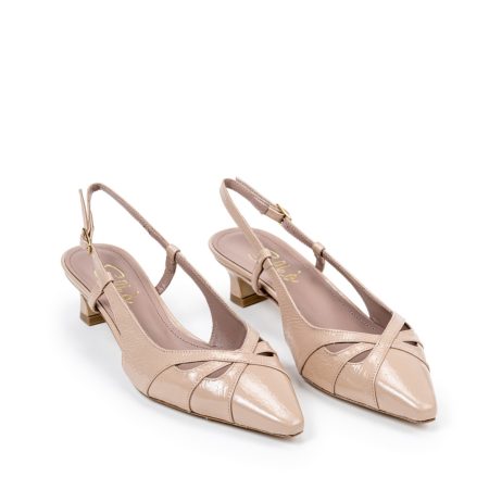 Ženske kožne sandale Silko-A156 krem na štiklu