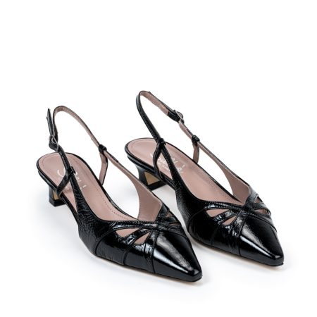 Ženske kožne sandale Silko-A156 crne na štiklu