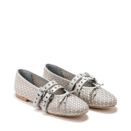 Ženske kožne plitke cipele Sofia-Baldi-07141 sive ravne