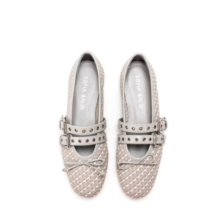 Ženske kožne plitke cipele Sofia-Baldi-07141 sive ravne 5 15303 sofia baldi 07141 grigio bianco beige 3