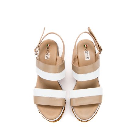 Ženske kožne sandale Studio-18412 bež na platformu 5 Creator obuća | Ženska kožna obuća | Ženske kožne sandale | Ženske kožne sandale na štiklu | Sandale na štiklu | Ženske sandale | Štikla | Sezona proleće leto 2023/2024 | Proleće leto 2023 | Creator |