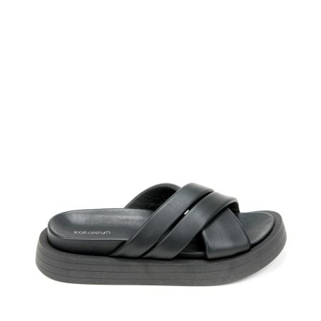 Alternative view of Ženske kožne papuče Una-701194 crne ravne