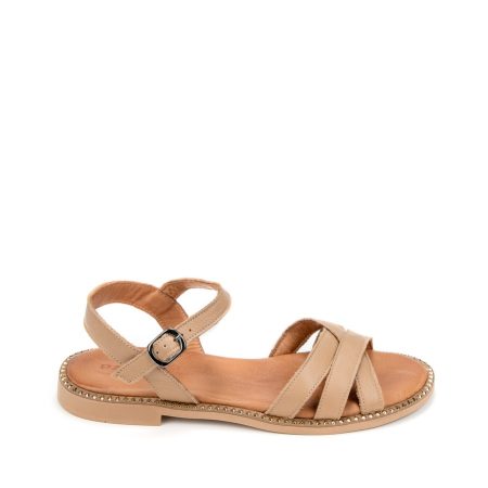 Alternative view of Ženske kožne sandale Una-701251 tamno bež ravne