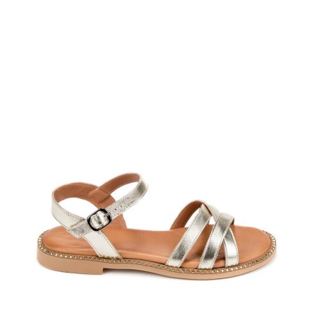 Alternative view of Ženske kožne sandale Una-701251 zlatne ravne