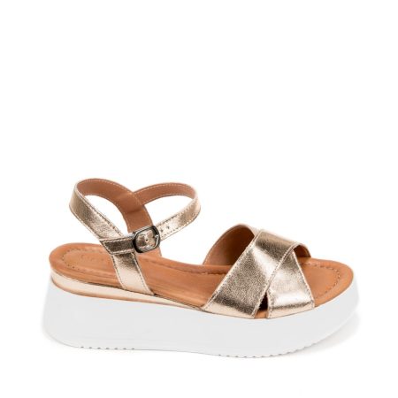 Alternative view of Ženske kožne sandale Una-7010915 zlatne ravne