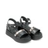 Ženske kožne sandale Pasito-7010920 crne ravne