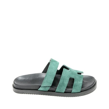 Alternative view of Ženske kožne papuče Pasito-701241 zelene ravne