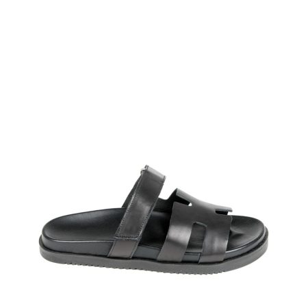 Alternative view of Ženske kožne papuče Pasito-701241 crne ravne