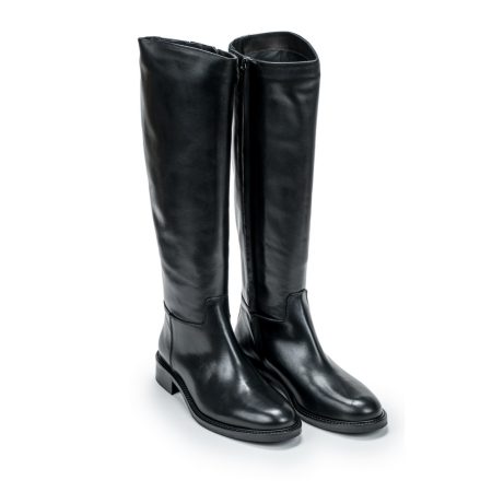 Ženske kožne duboke čizme Aria-TW718 crne ravne