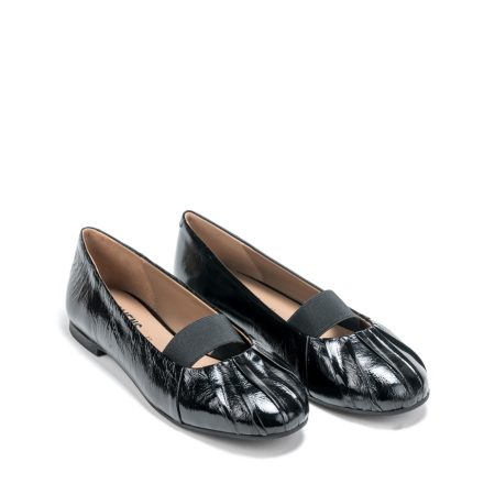 Ženske kožne baletanke Carmens-55281 crne ravne