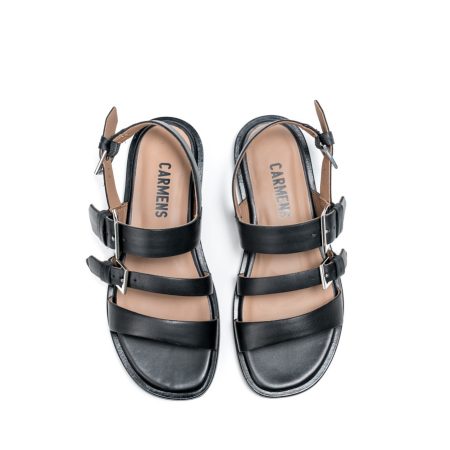Ženske kožne sandale Carmens-55323 crne ravne 5 15431 carmens 55323 nero 3