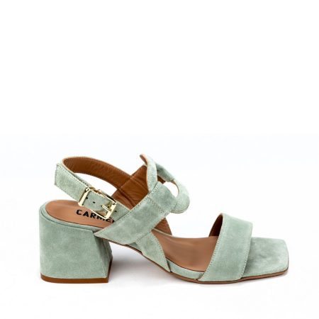 Alternative view of Ženske kožne sandale Carmens-55070 zelene na štiklu