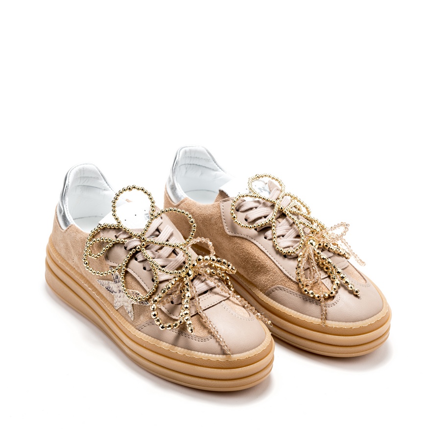 Ženske plitke patike Meline-525 tamno bež ravne - Kupite odmah na Creator.rs -