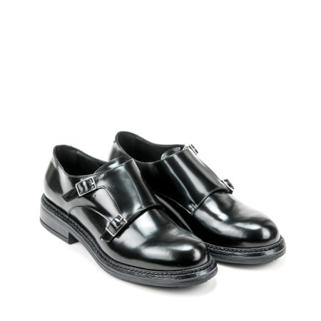 Ženske kožne mokasine Movimenti-7672 crne ravne