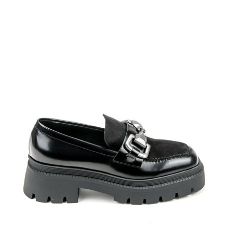 Alternative view of Ženske kožne mokasine Movimenti-7702 crne ravne