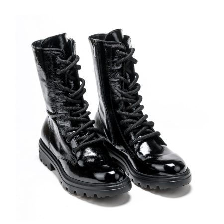 Ženske kožne plitke čizme Movimenti-7040 crne ravne