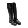 Ženske kožne duboke čizme Movimenti-7860 crne ravne