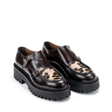 Ženske kožne plitke cipele Movimenti-7810 braon ravne