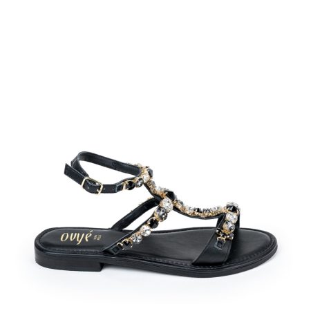 Alternative view of Ženske kožne sandale Ovye-AM3756 crne ravne