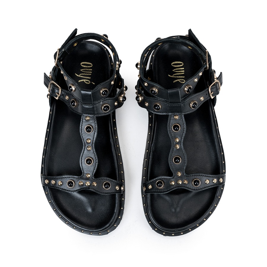 Ženske kožne sandale Ovye-4074 crne ravne - Kupite odmah na Creator.rs Ženske kožne sandale Ovye-4074 crne ravne - Slika 3