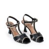 Ženske kožne sandale Ovye-AMN1802 crne na štiklu