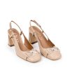 Ženske kožne sandale Ovye-AMN1206 bež na štiklu