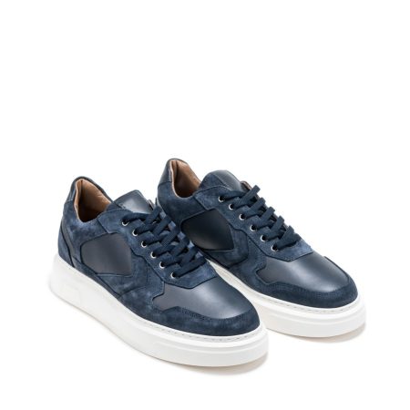 Muške kožne plitke patike Pasito-720-2 plave ravne