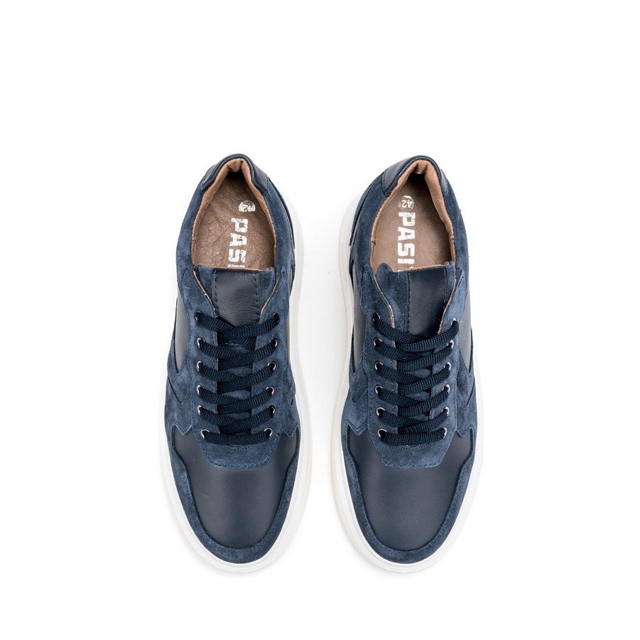 Muške kožne plitke patike Pasito-720-2 plave ravne 3 Muške kožne plitke patike Pasito-720-2 plave ravne - Slika 3